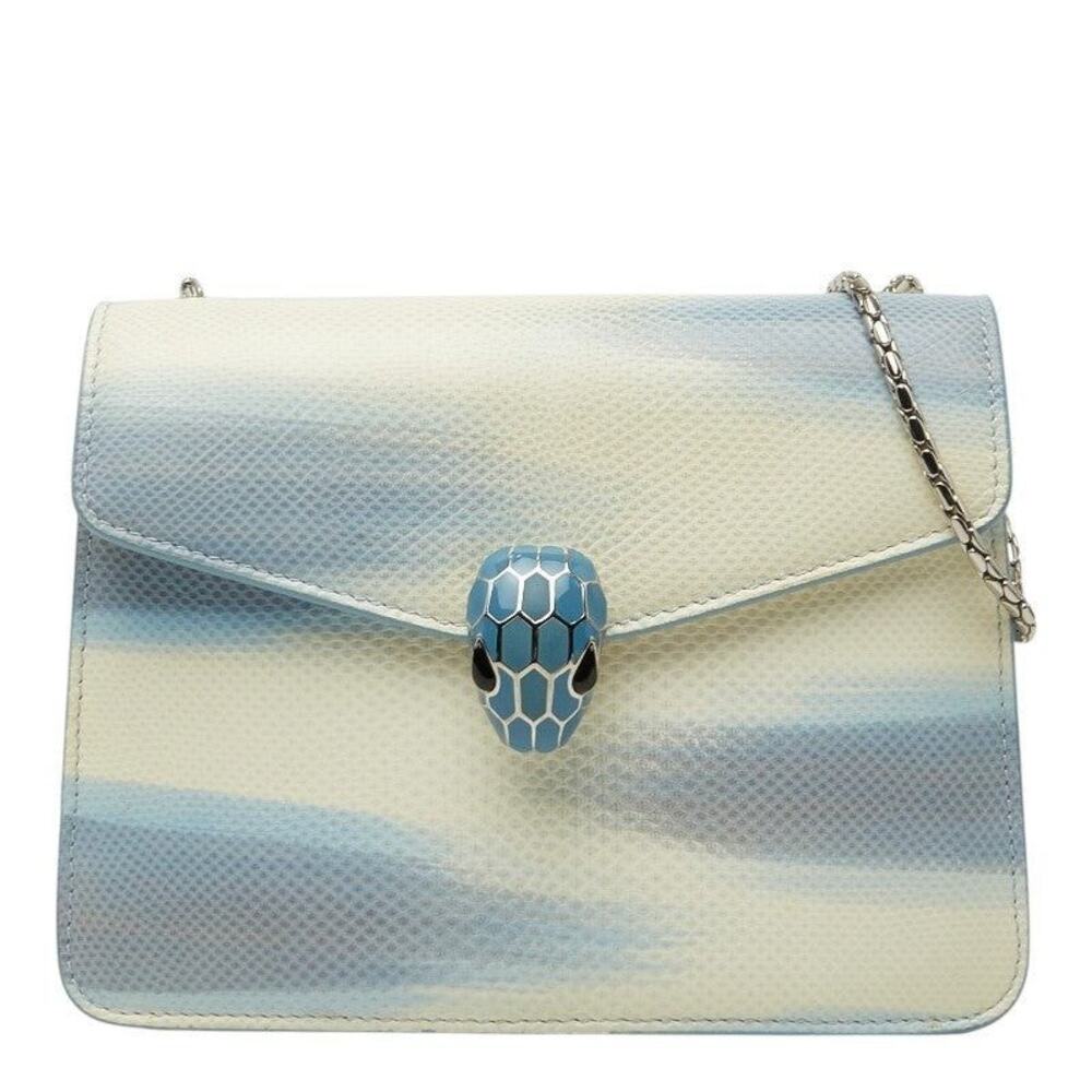 Bvlgari Leather Serpenti Forever Chain Shoulder Bag Ivory